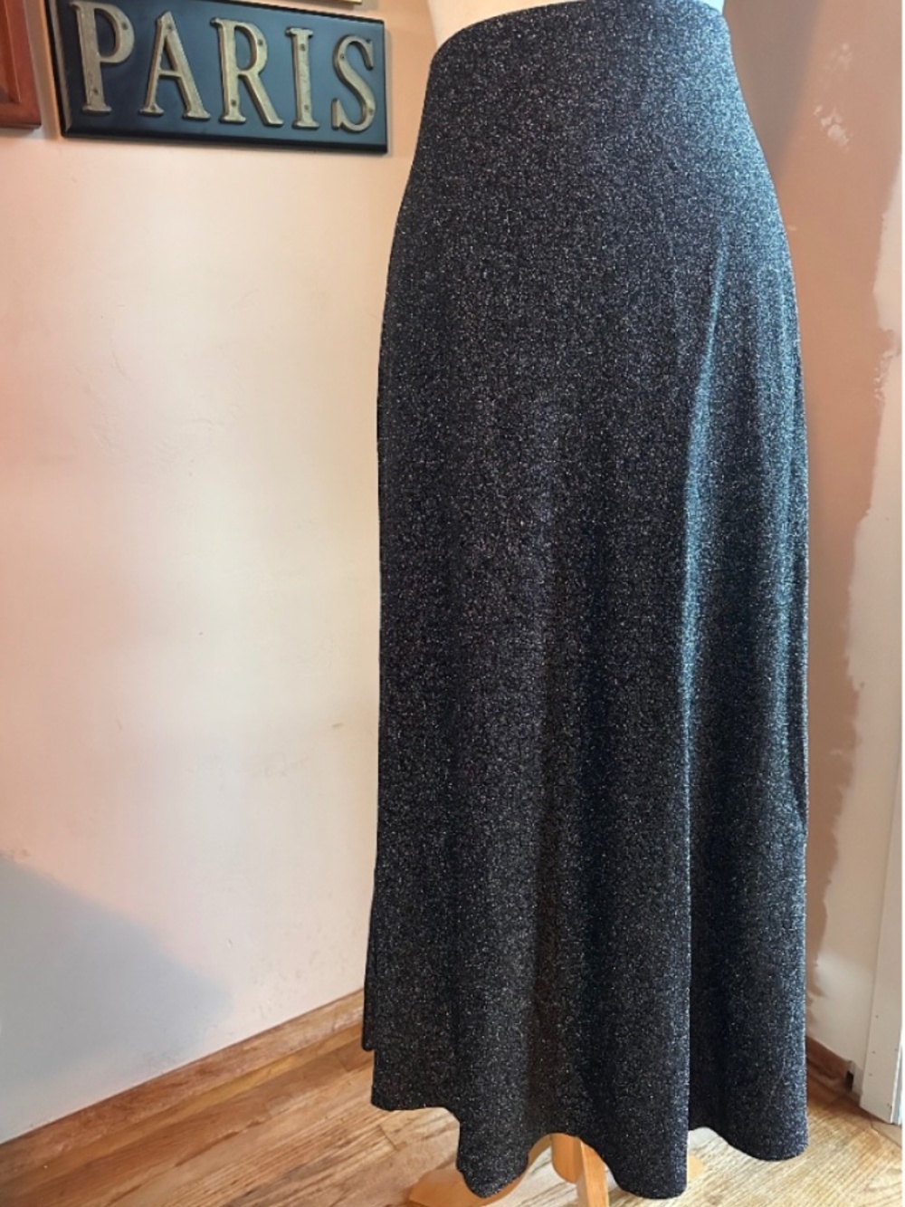 NWT Boden Metallic Silver and Black Maxi Skirt Size 12